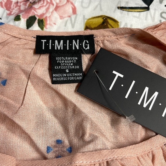 TIMING Blush Long Sleeve Tie Front Aztec Print Top. Size S & L P325/A - Picture 5 of 6